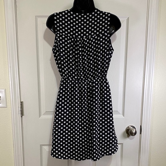 Monteau Black/White Polka Dot Dress Large - Picture 3 of 8